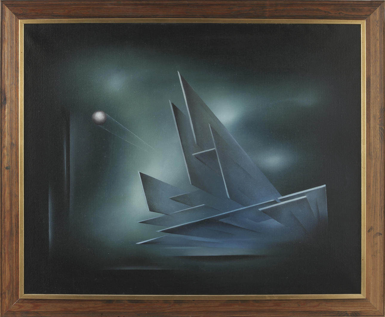 LARS SJÖSTRÖM. Olja på duk, signerad. "Kosmisk konstruktion II".