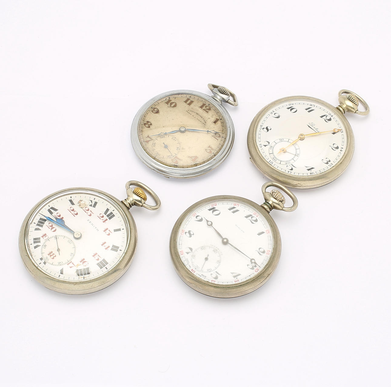 FICKUR, 4 st, vitmetall, bl a Svalan och Zenith, 1900-tal.