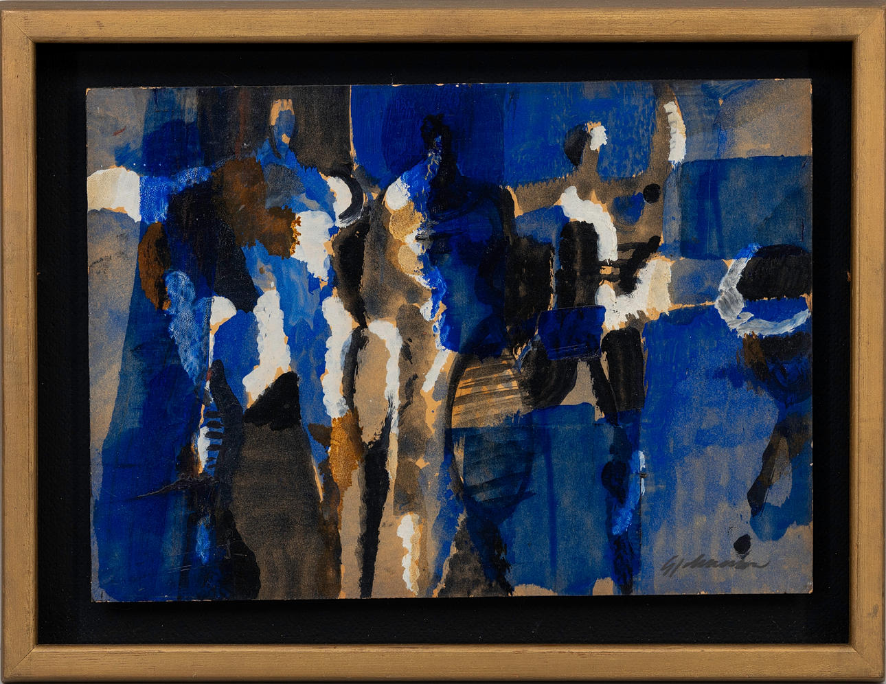 GUNNAR JOHNSSON. Silhouettes, oil on panel, signed G Johnsson.