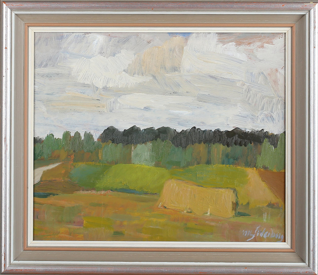 NILS SÖDERBERG. Sommarlandskap, olja på pannå, signerad.