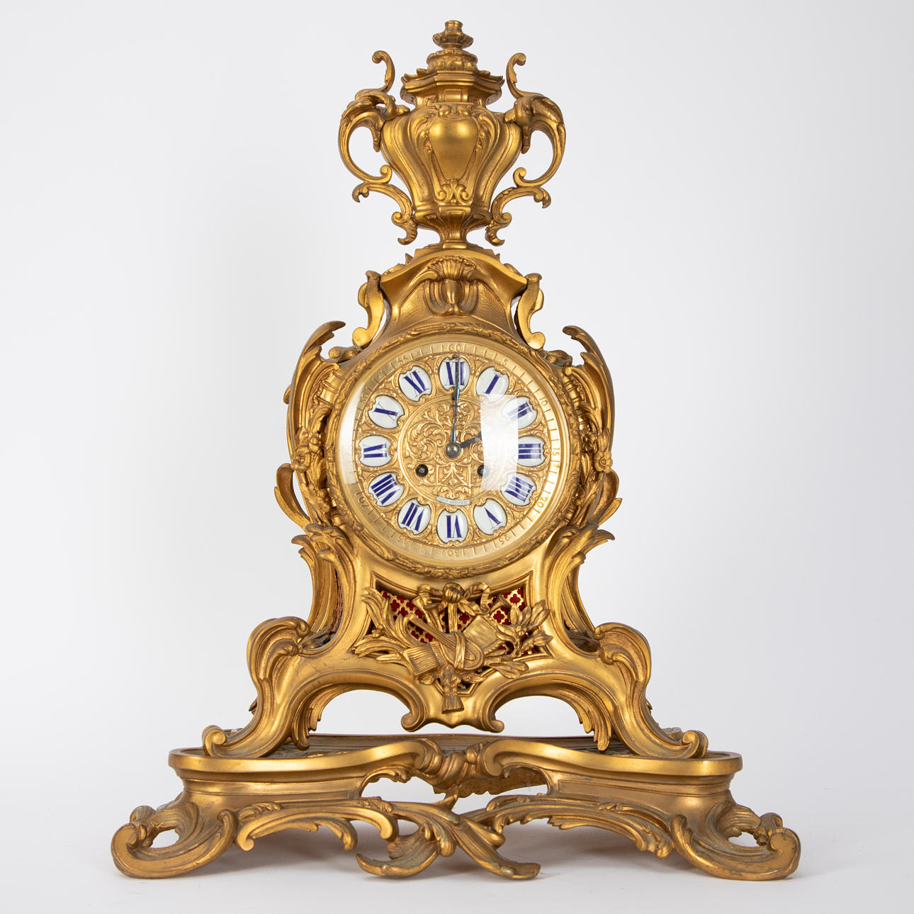 Large pendule clock with a pair of girandoles in the style of Louis XV ...