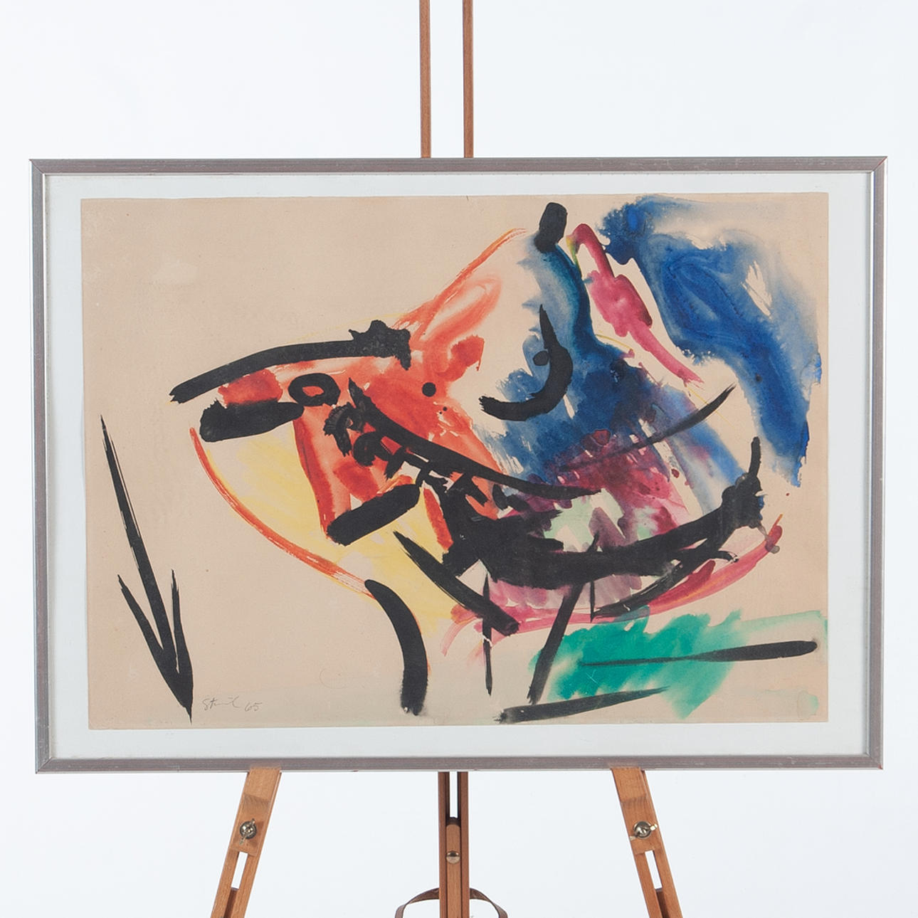 HARDY STRID. Watercolor/gouache, abstract composition signed and dated -65.