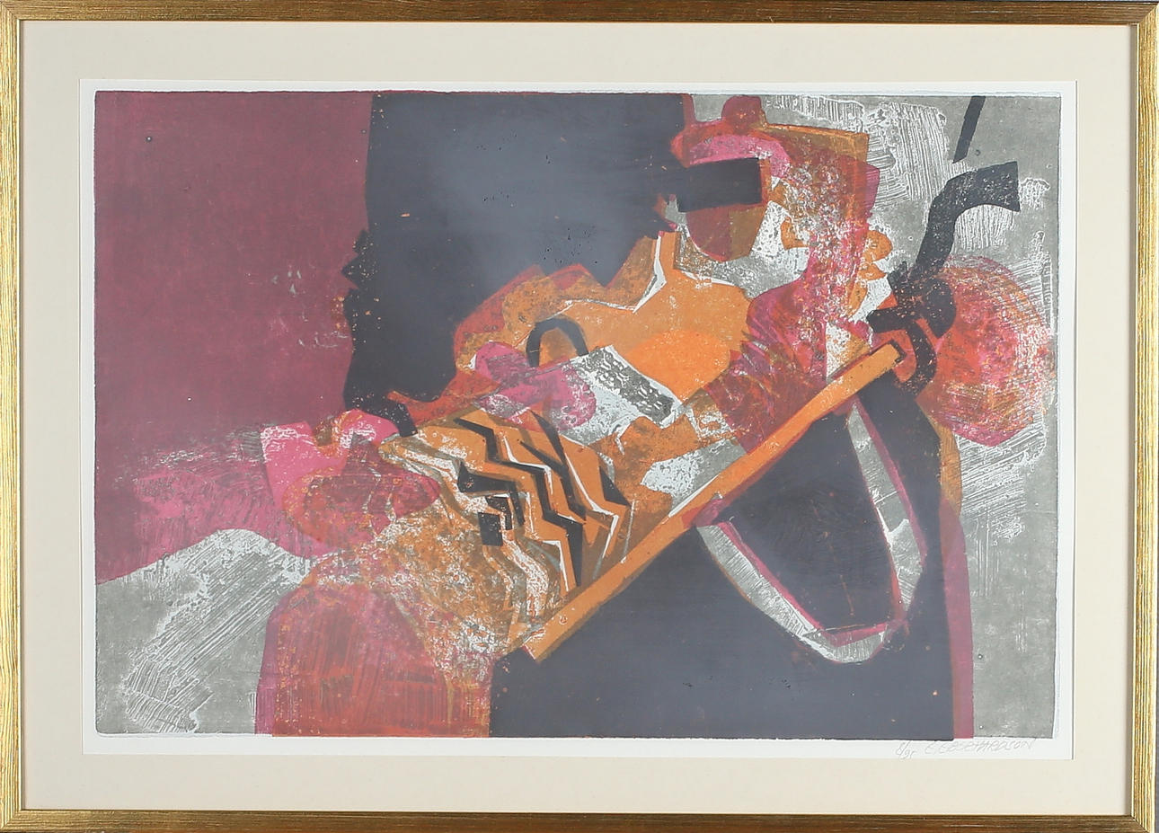 EBBE EBERHARDSON. "Barnvagn", färglitografi, signerad samt numrerad 8/90.