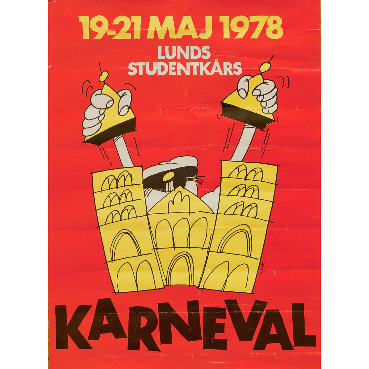 POSTER, original for Lundakarnevalen 1978 Lithographic sheet.
