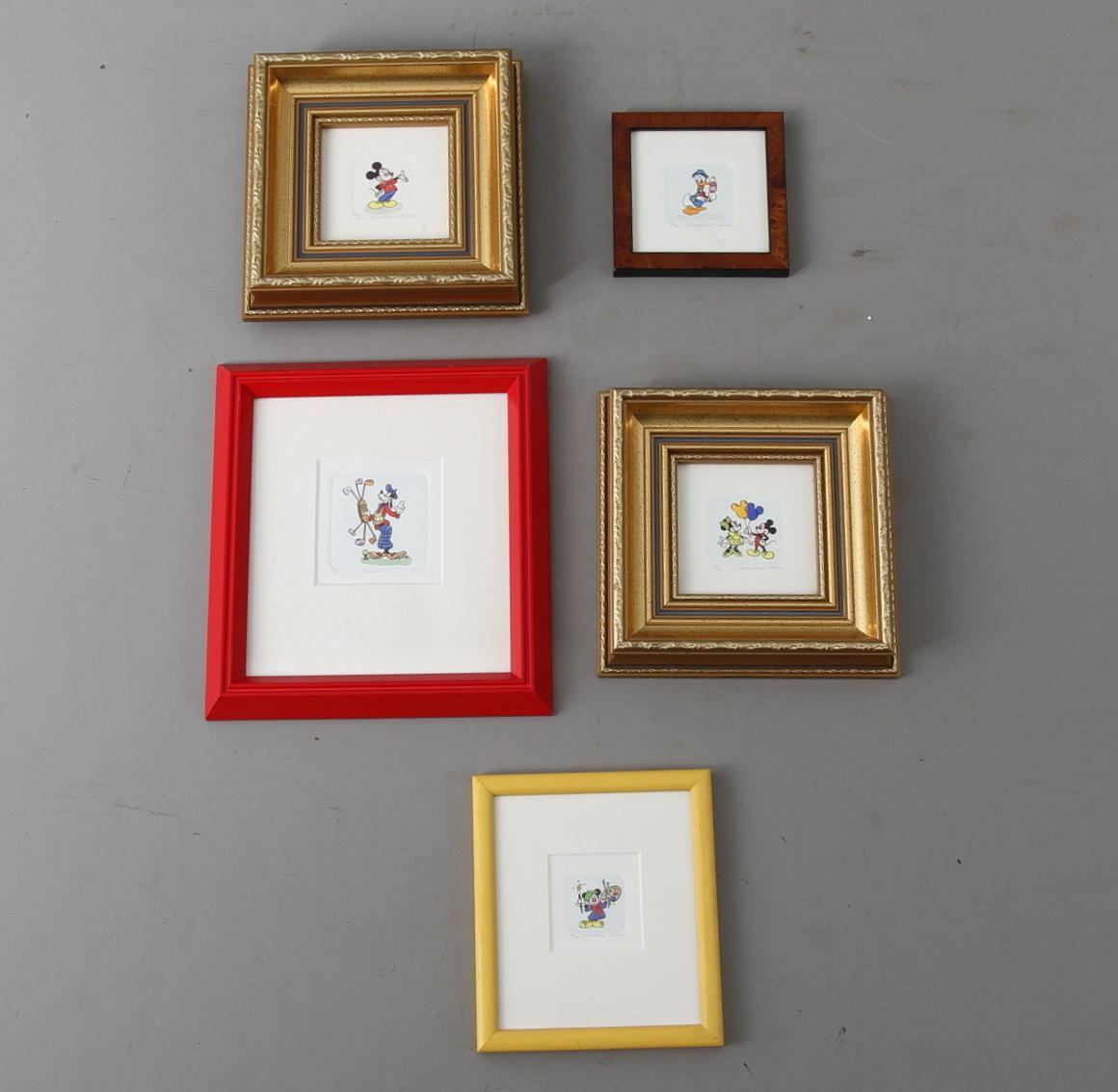 SOWA & REISER, WALT DISNEY. 6 st, Musse Pigg. Färgetsningar. Signerade och numrerade.