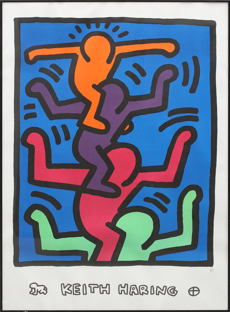 AFFISCH, tryck, dansande figurer, Keith Haring.