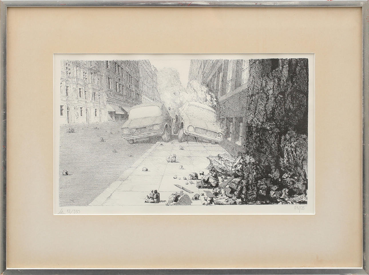 PALLE NILSEN. Litografi, krock, monogramsignerad PN, numrerad 51/350 samt daterad 75.
