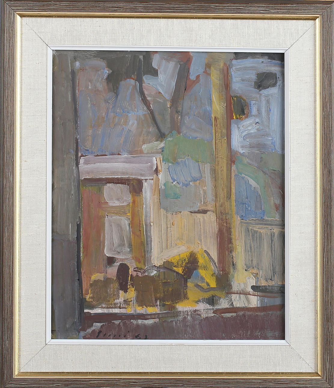 JUHO SUNI. Hus, olja på pannå, signerad samt daterad -61.