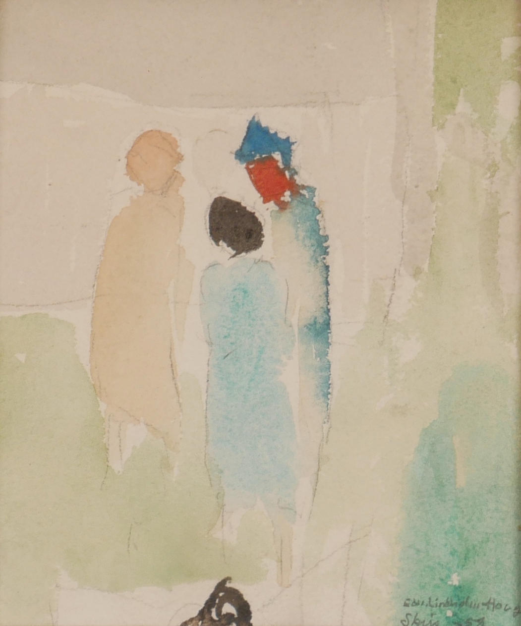 EDVIN LINDHOLM-HOUGE. Watercolour, signed and dated -58.