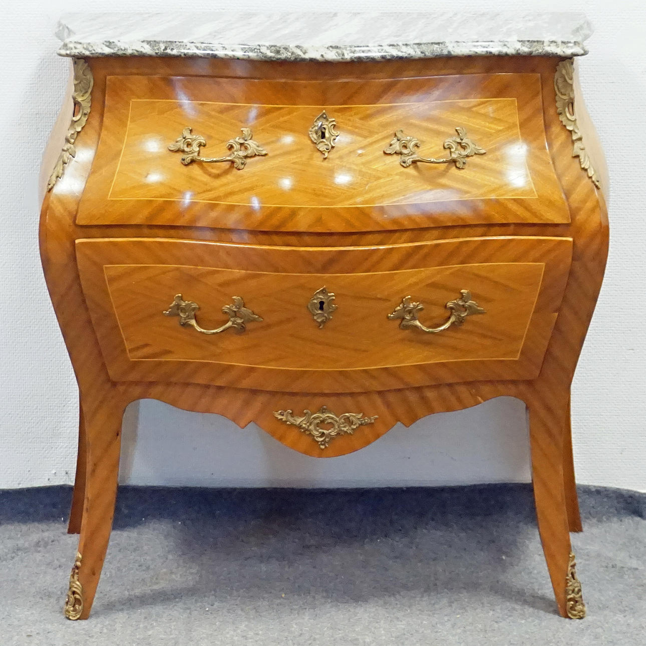 Chest of drawers, with stone top, rococo style, label marked RM ...