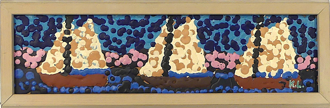 KNUT LINDSTRÖM. dot painting on panel, "Regatta".