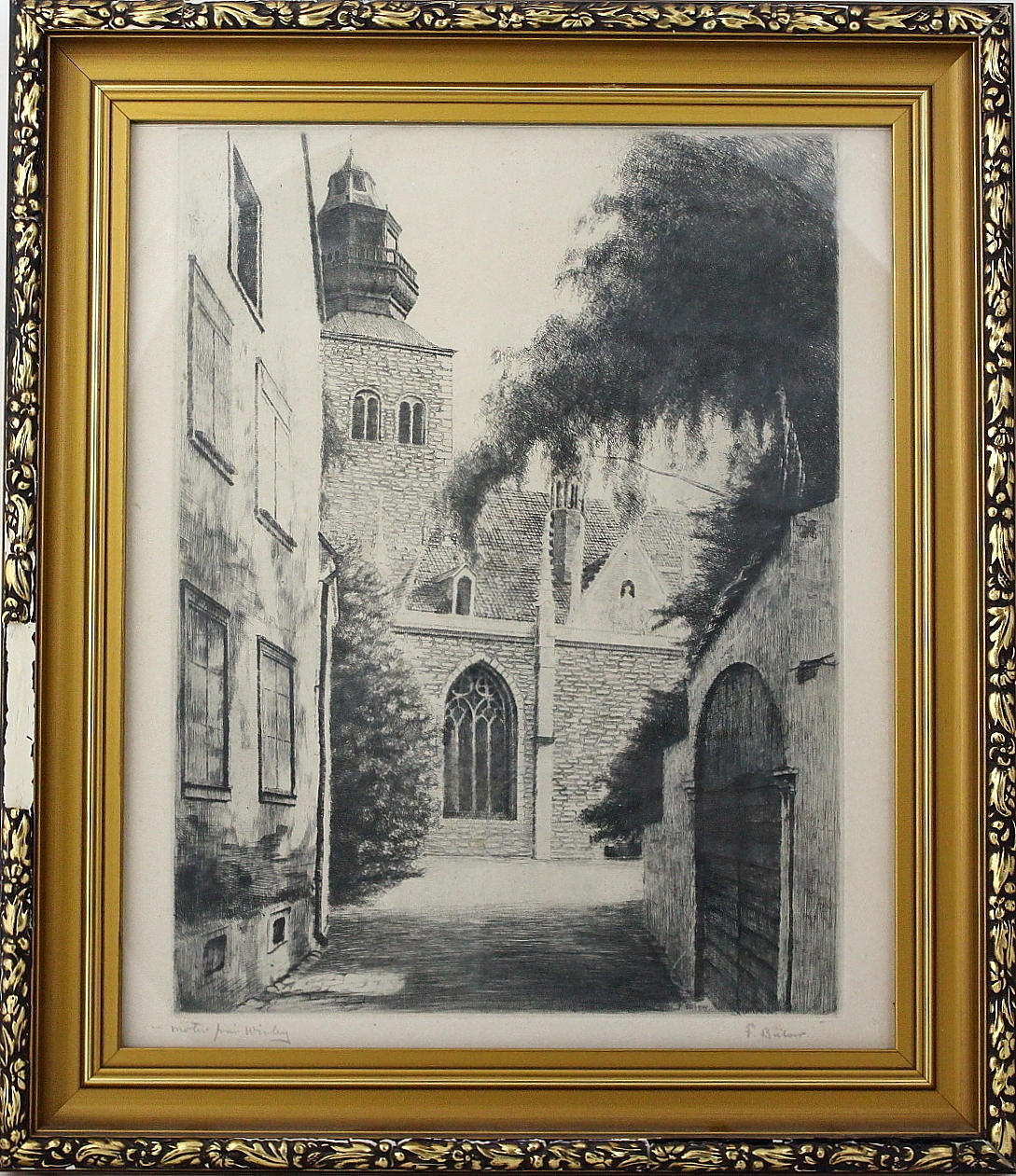 FOLKE BÜLOW. etsning, " motiv från Visby " signerad.