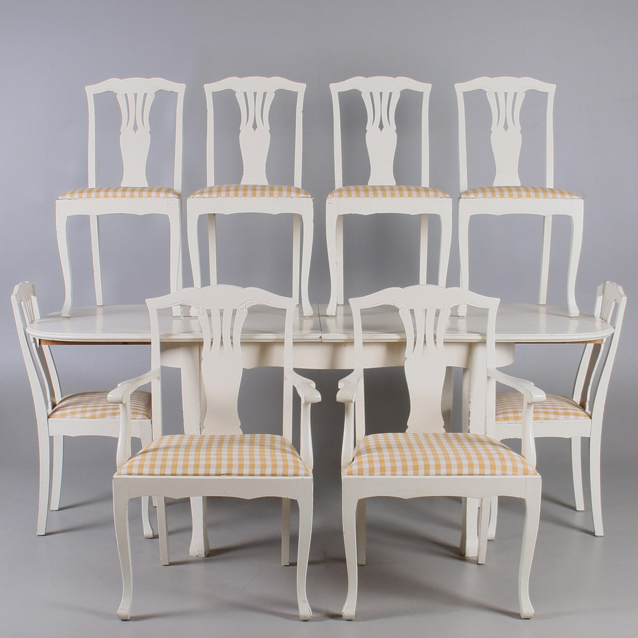 MATSALSGRUPP, 11 delar, bemålade, jugend, 1900-talets första hälft.