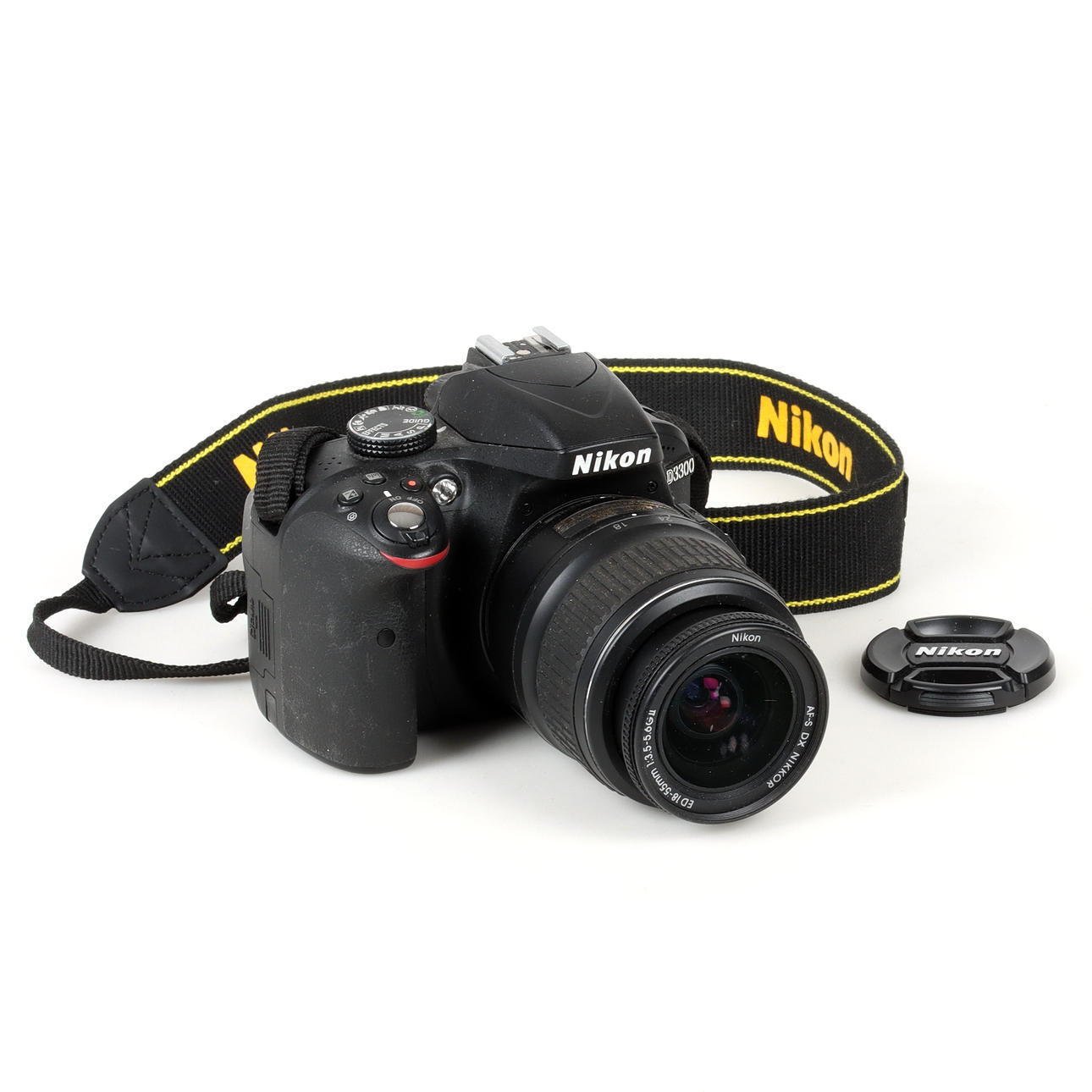 A 21st-century Nikon D3300 camera.