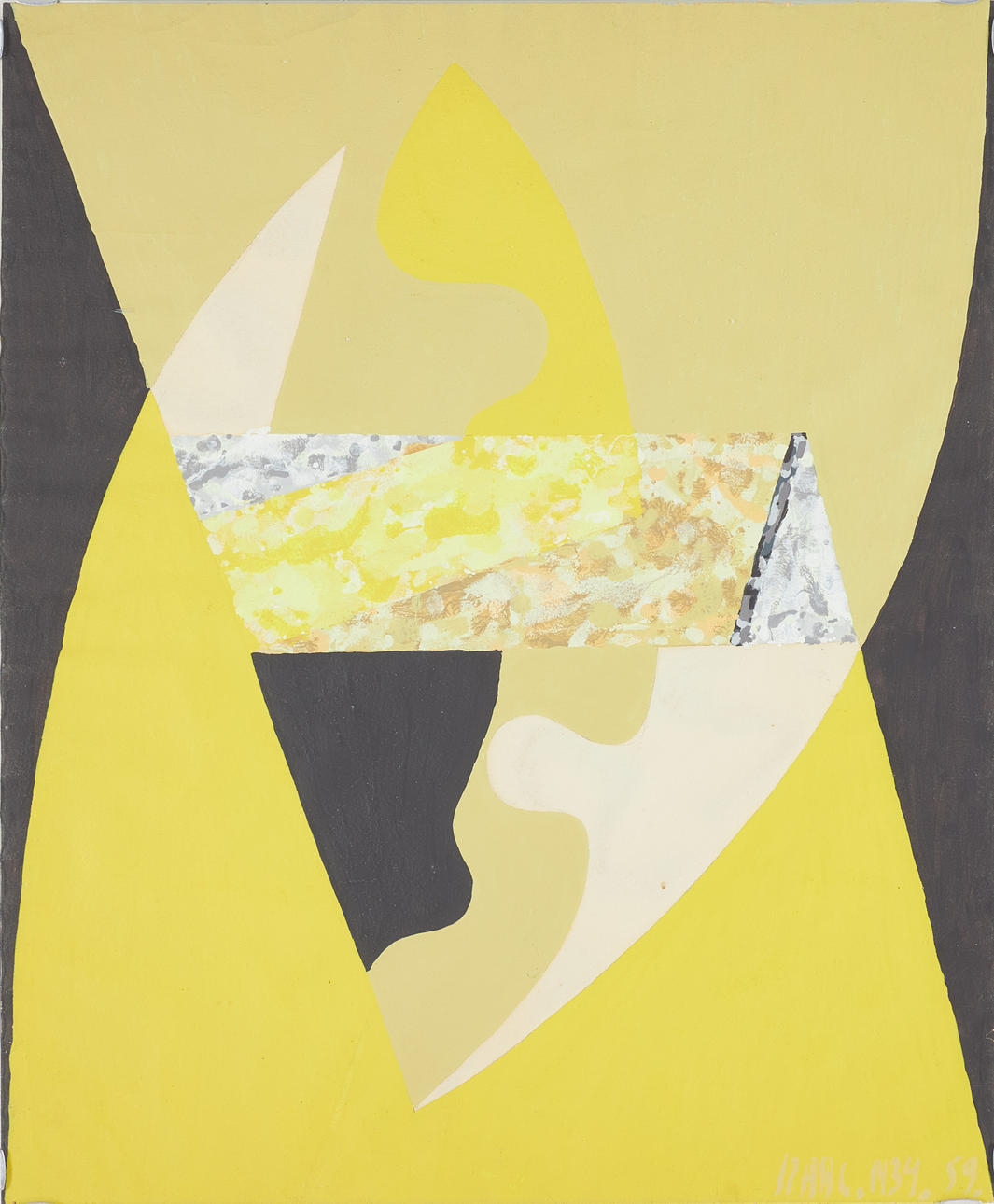 LARS SPAAK. composition, mixed media on paper, signed and dated 59.