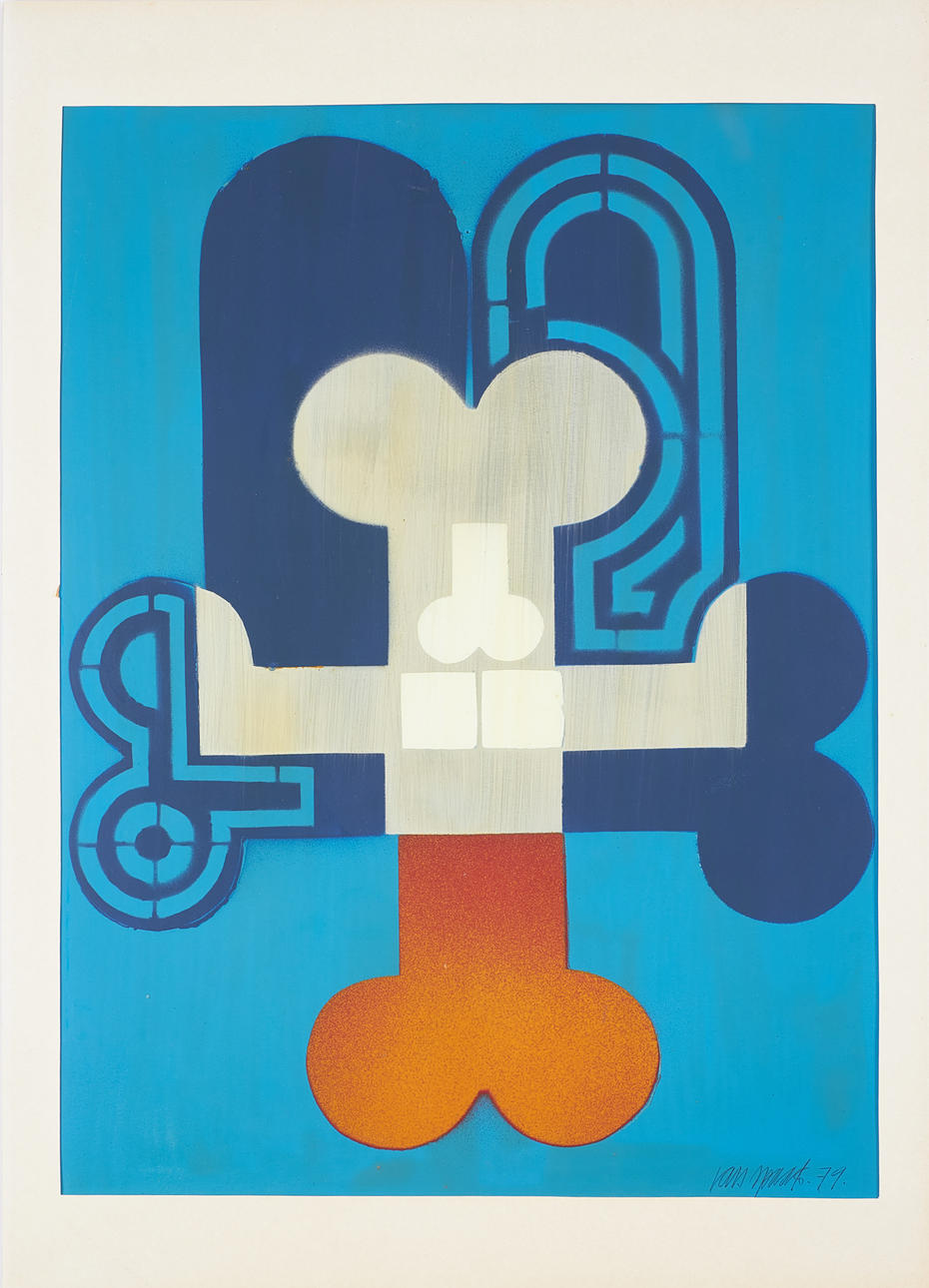 LARS SPAAK. composition, spray on paper, signed and dated 79.