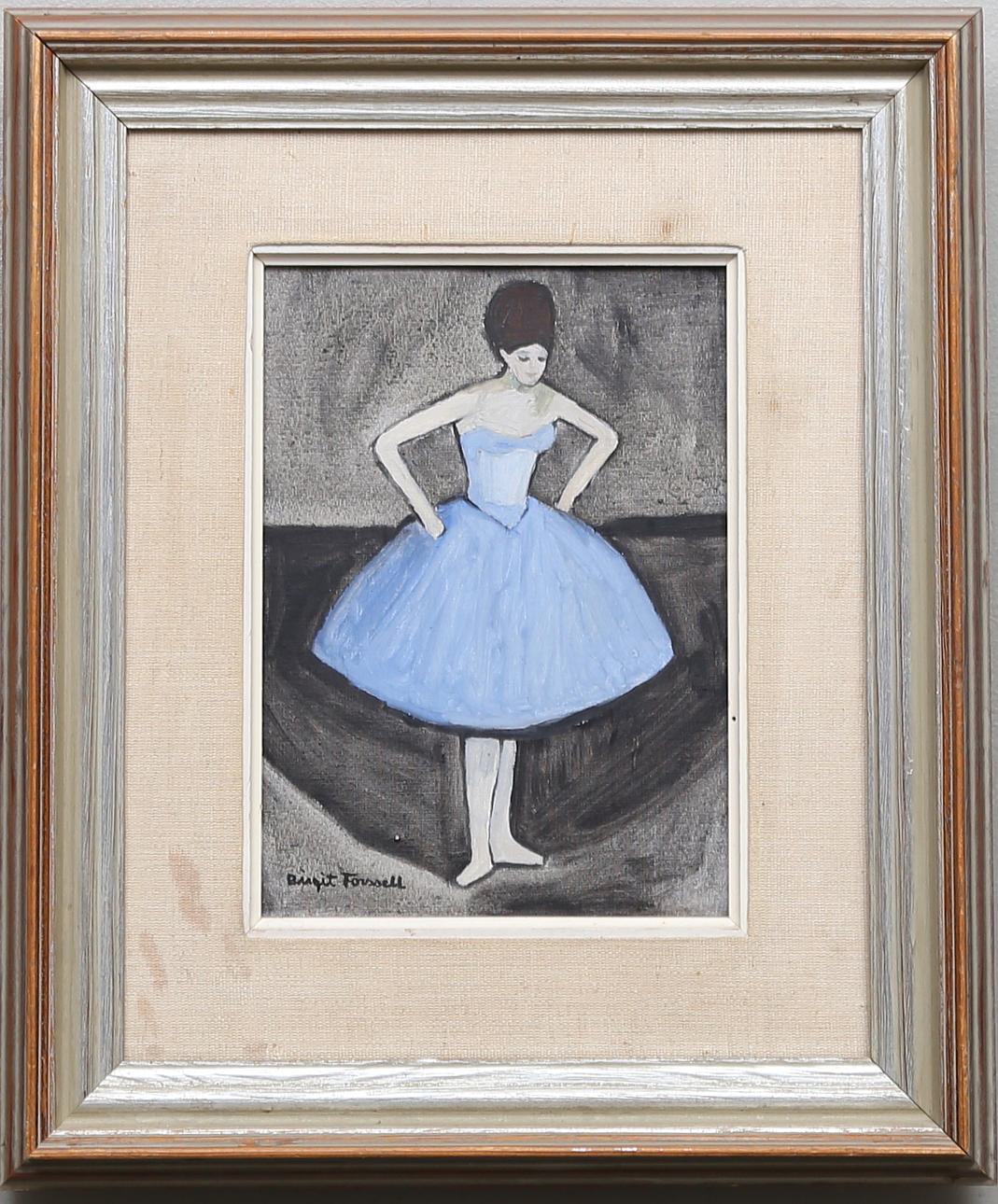 BIRGIT FORSELL. "Ballerina i blå kjol". Olja på duk, signerad Birgit Forsell.