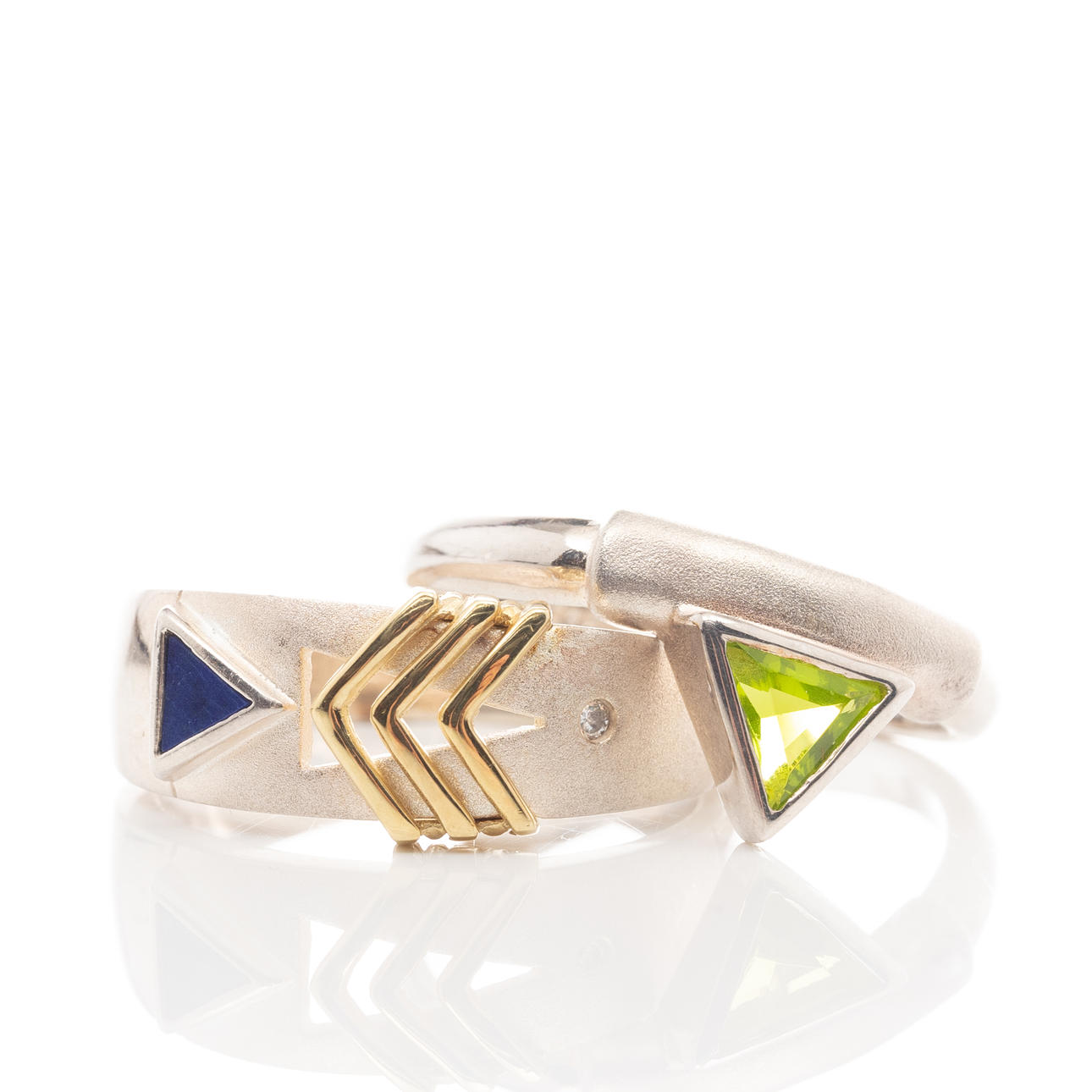 RINGS, 2 pcs, Sterling Silver, Peridot.