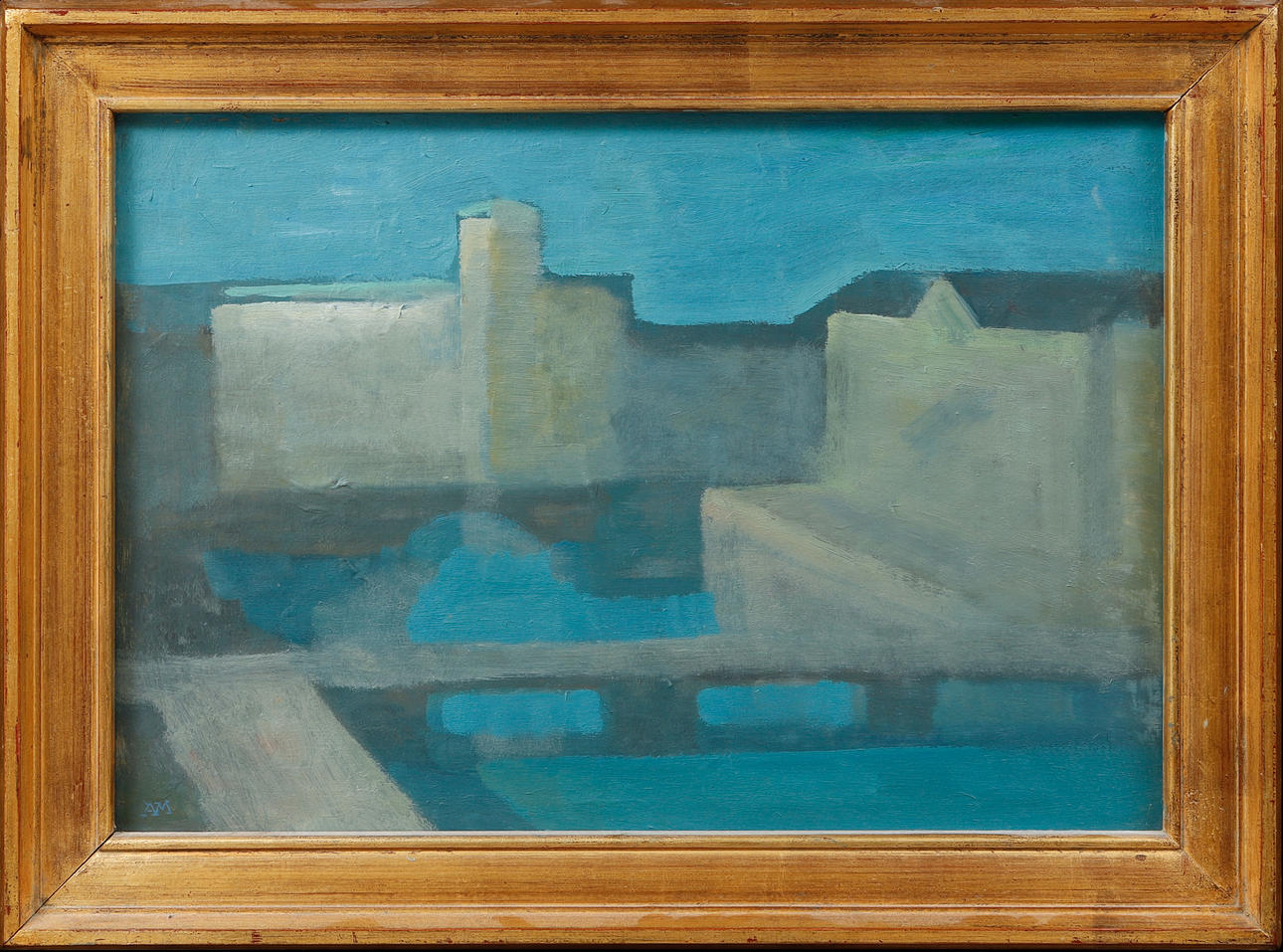 ARNE MALMBORG. “Towards Commerce”, oil on panel, signed.