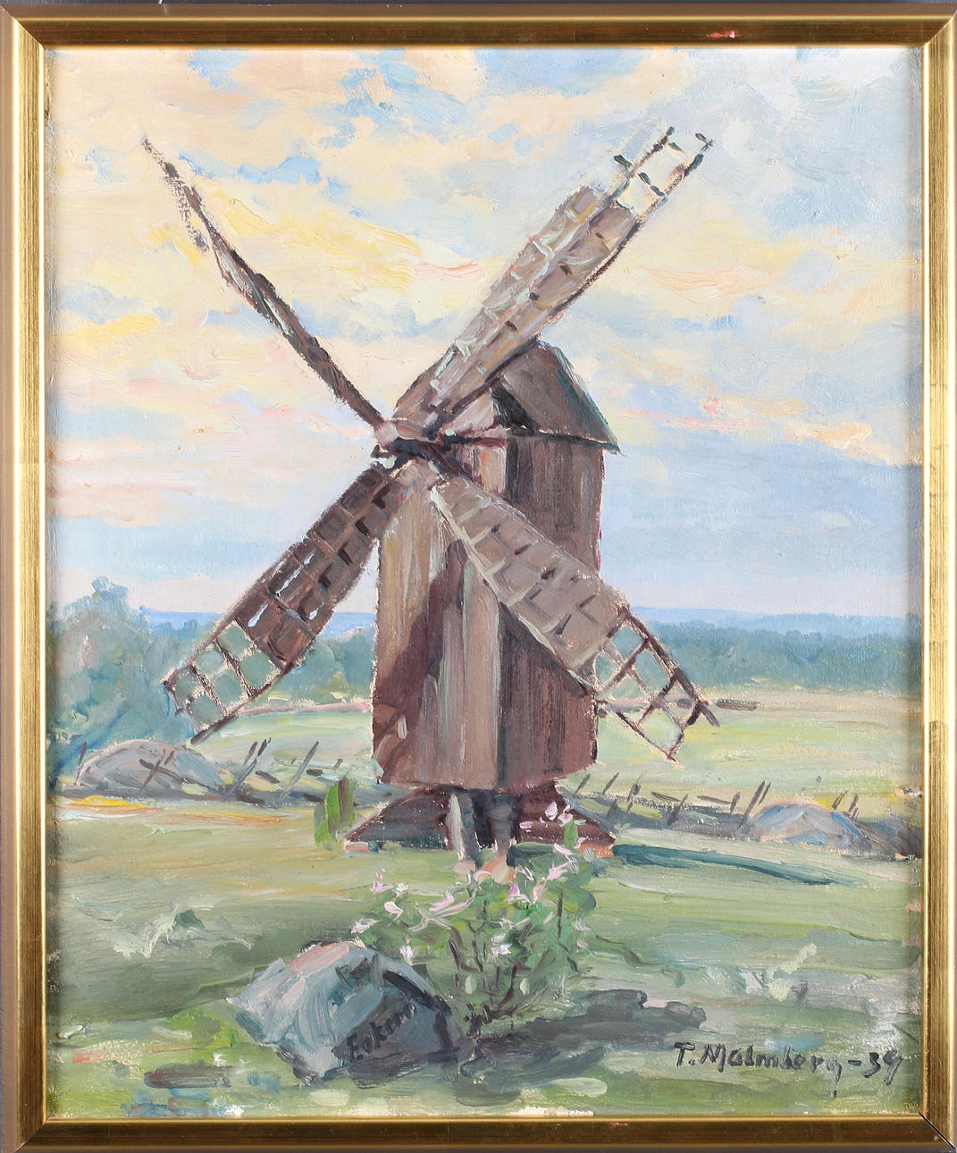 TURE MALMBERG. "Väderkvarn Ekerö", olja på duk, signerad och daterad -34.