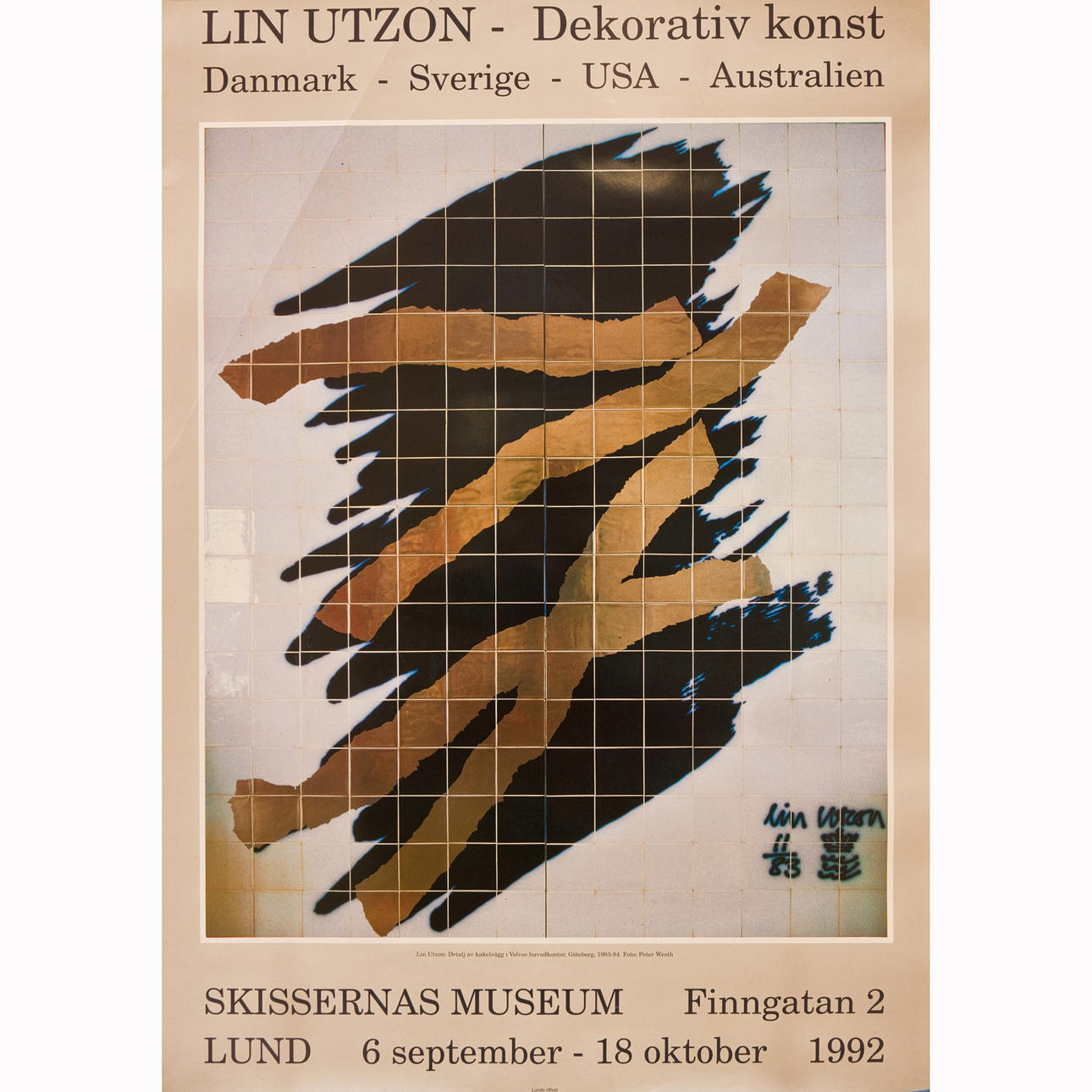 EXHIBITION POSTER original Lin Utzon Skissernas museum 1992. Art ...