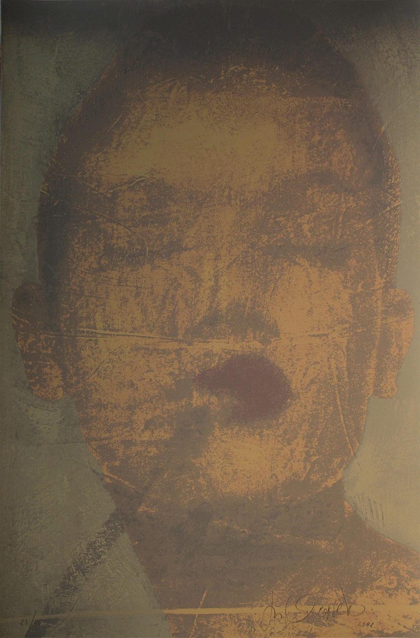 MIKAEL QVARSEBO. Ansikte. Färglitografi. Signerad M Qvarsebo och daterad 1992. 25/40.