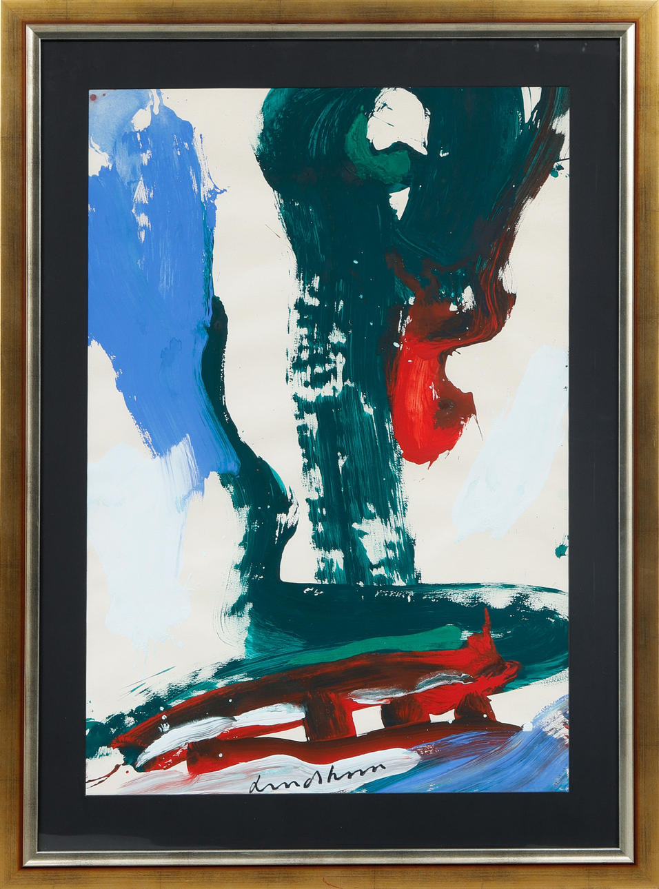 BENGT LINDSTRÖM. Composition, gouache/oil on paper, signed.