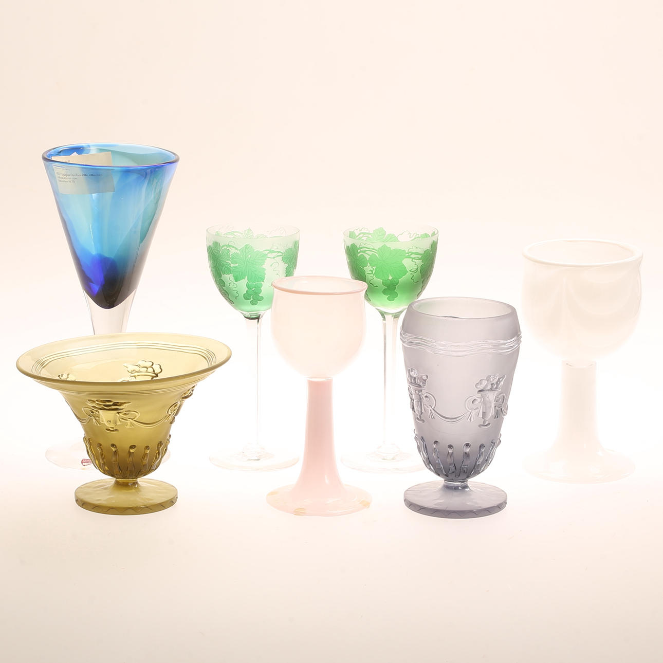 GLASS OBJECTS, 7 pieces, incl. Edwin Ollers.