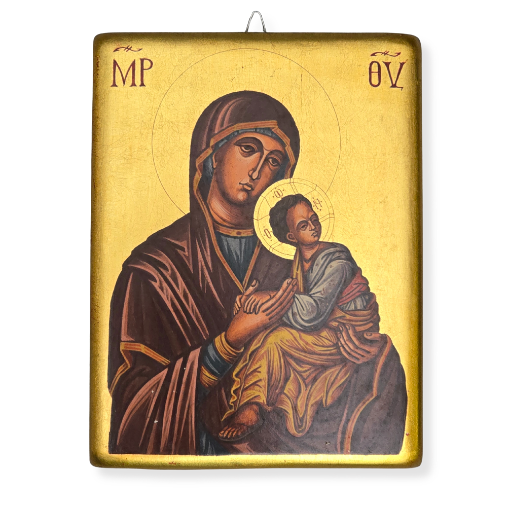 RELIGIOUS ICON. VIRGIN MARY WITH THE BABY JESUS IN HER ARMS “THEOTOKOS ...