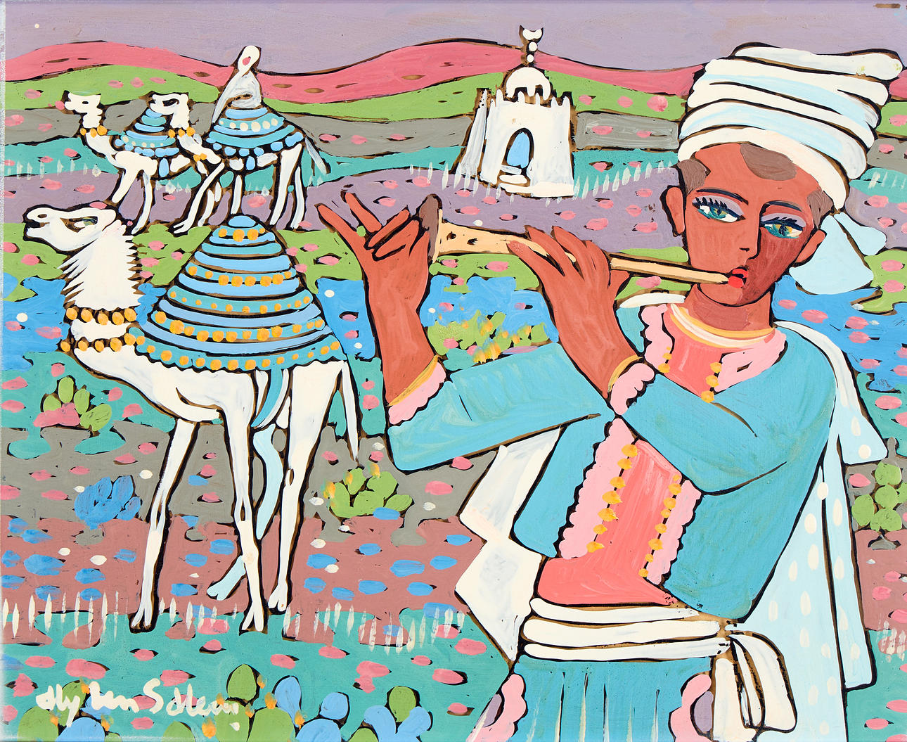 ALY BEN SALEM. Flute playing boy.