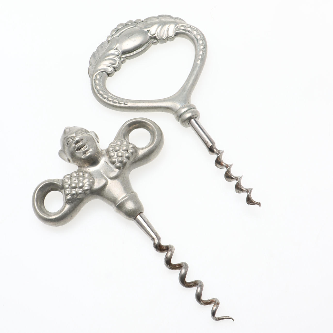 A set of 2 pewter corkscrews, Guden Bacchus and one marked Gerotin ...
