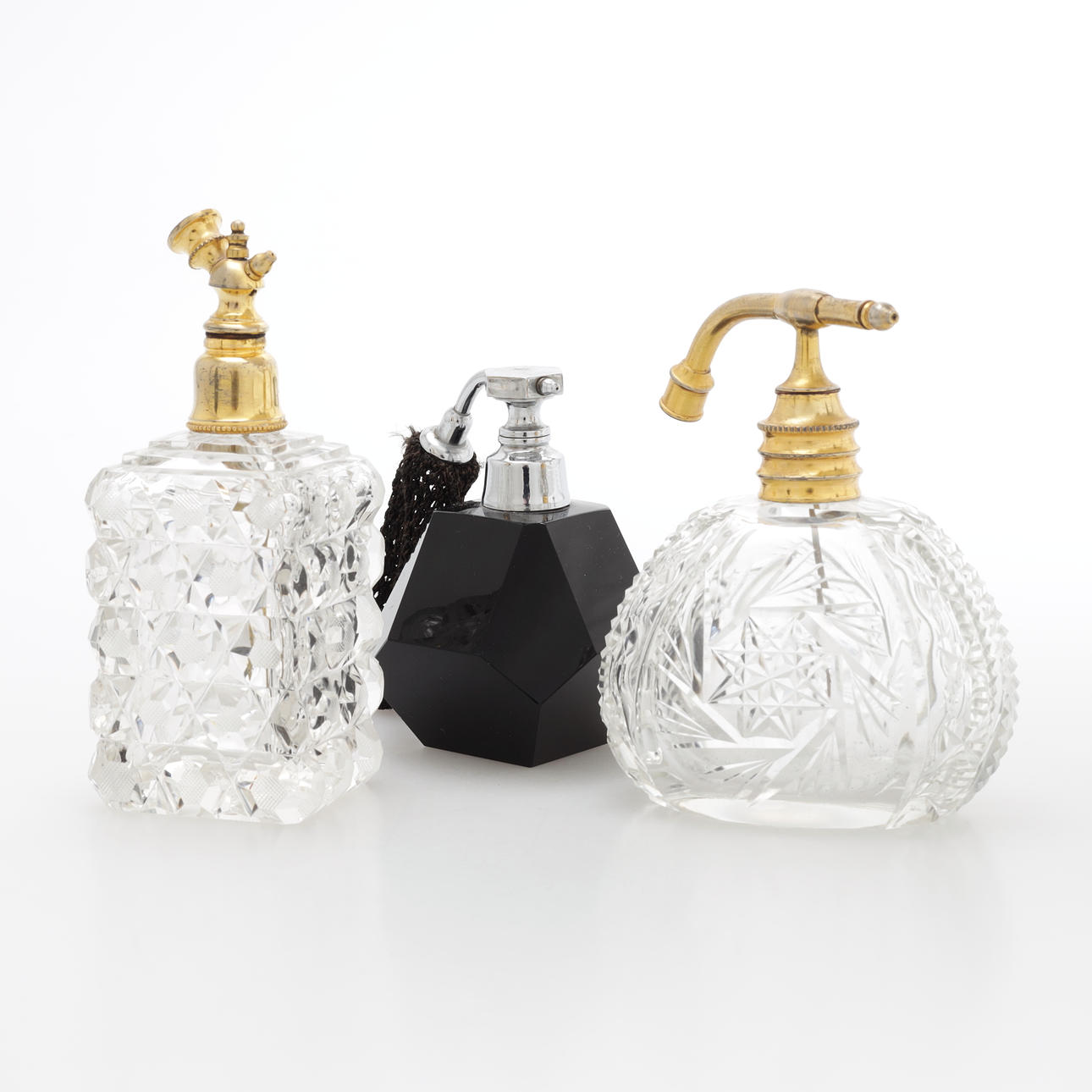 PARFYMFLASKOR, 3 st, glas, 1900-tal.