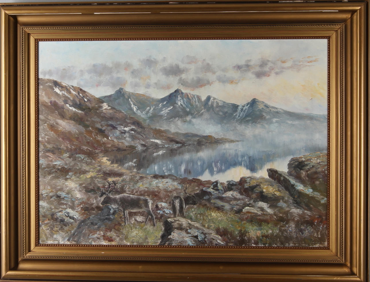 JOHANNES RAVN. Renar, olja på duk, signerad samt daterad -47.