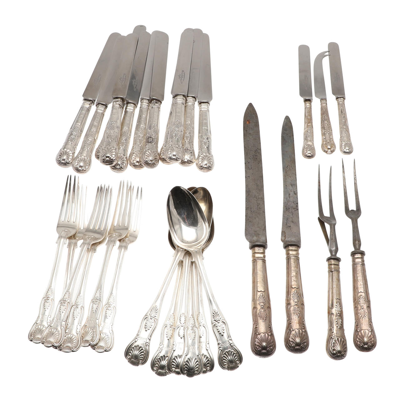 A MATCHED PART SET OF KINGS PATTERN FLATWARE.