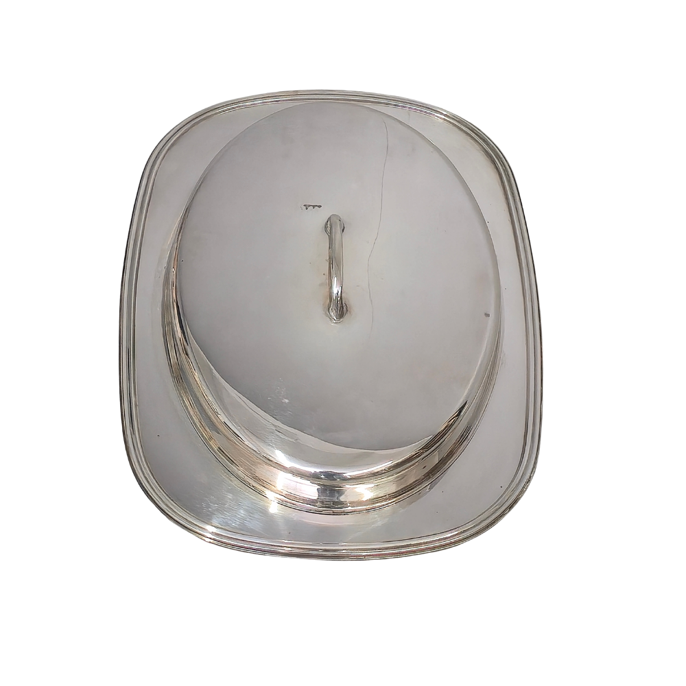 MENESES. SILVER METAL SERVING PLATTER.