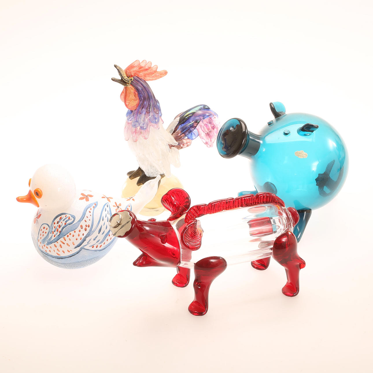 GLASFÖREMÅL, 4 delar, 1900-tal.