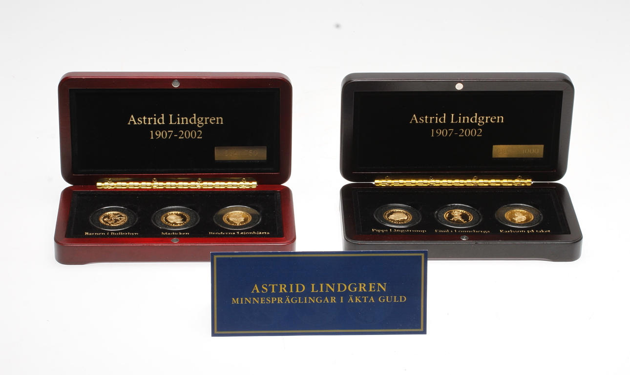 MYNT, 6 st, 21,6 k guld, Astrid Lindgren, 51,6 gram.