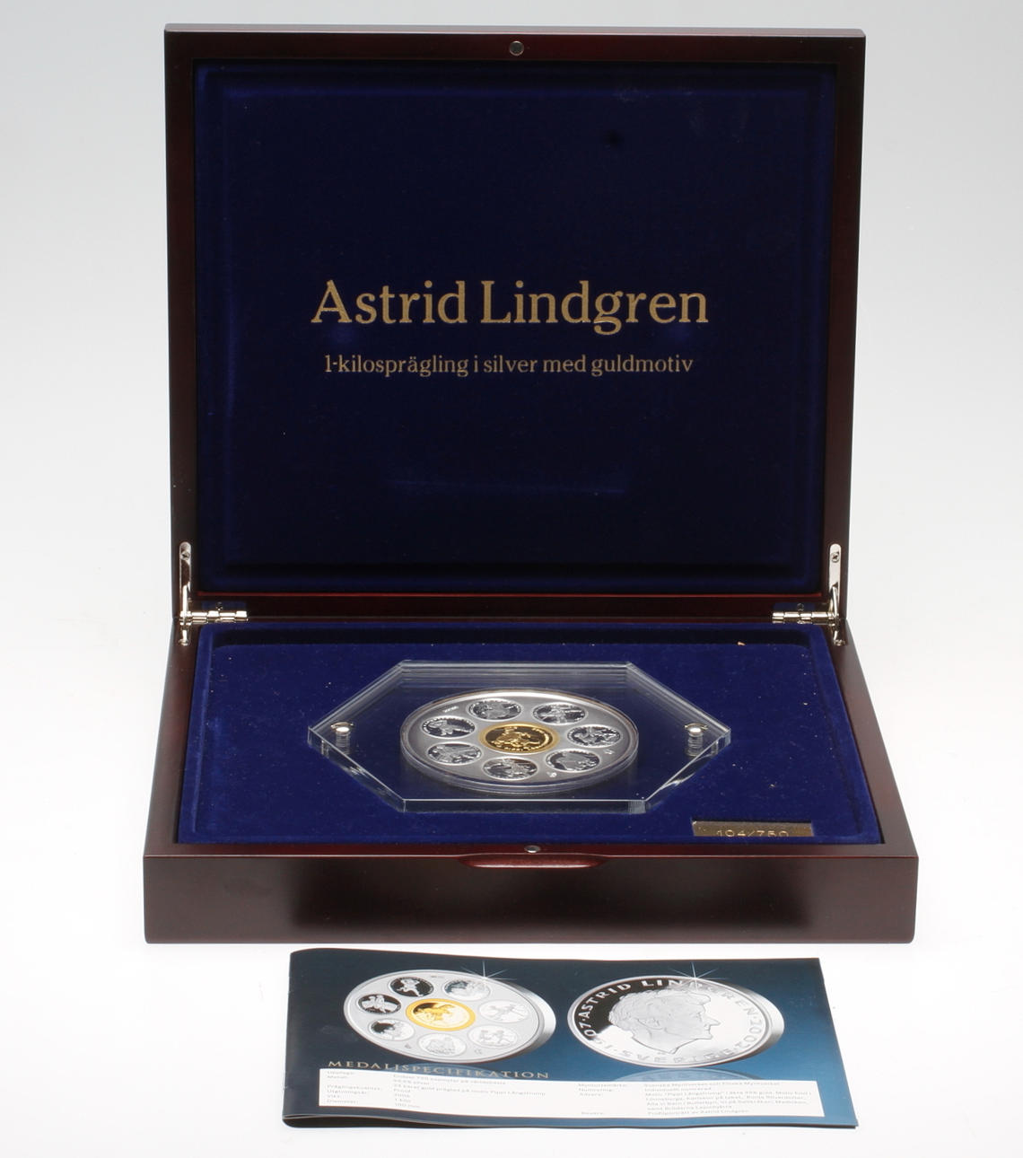 PLAKETT, finsilver 99,9%, Astrid Lindgren, 1 kg.