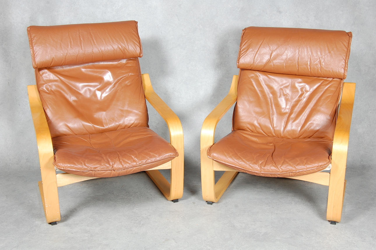 FÅTÖLJER, 1 par, skinn.