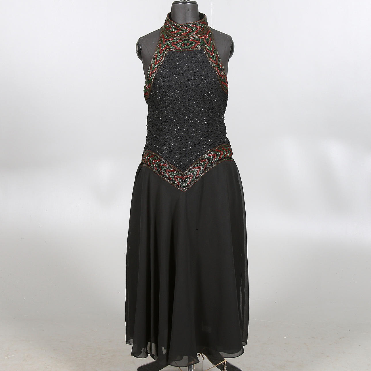 KLÄNNING, pärlbroderi, Flapper-stil, "Pino Rosin", Italien, 1900-tal. Strl. XL.