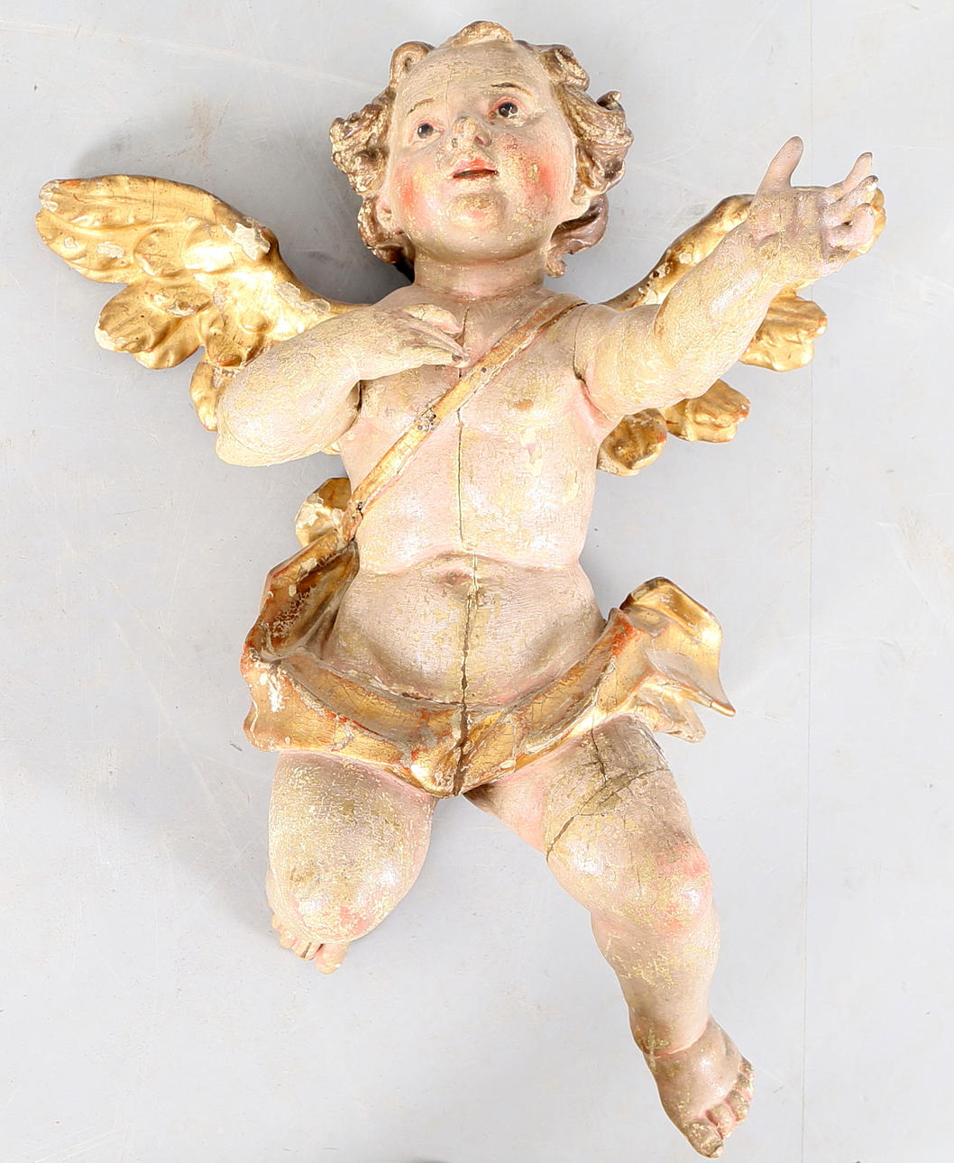 SKULPTUR, ängel, trä, 16/1700-tal.