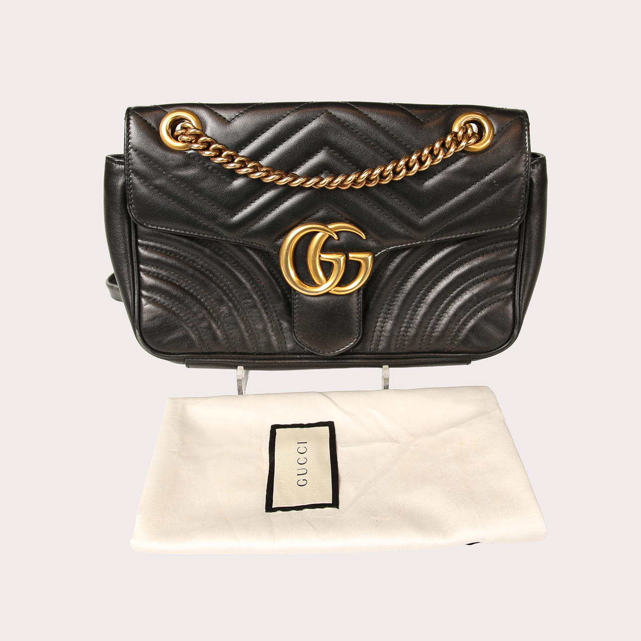 SHOULDER BAG, Gucci, Marmont model, black, leather.
