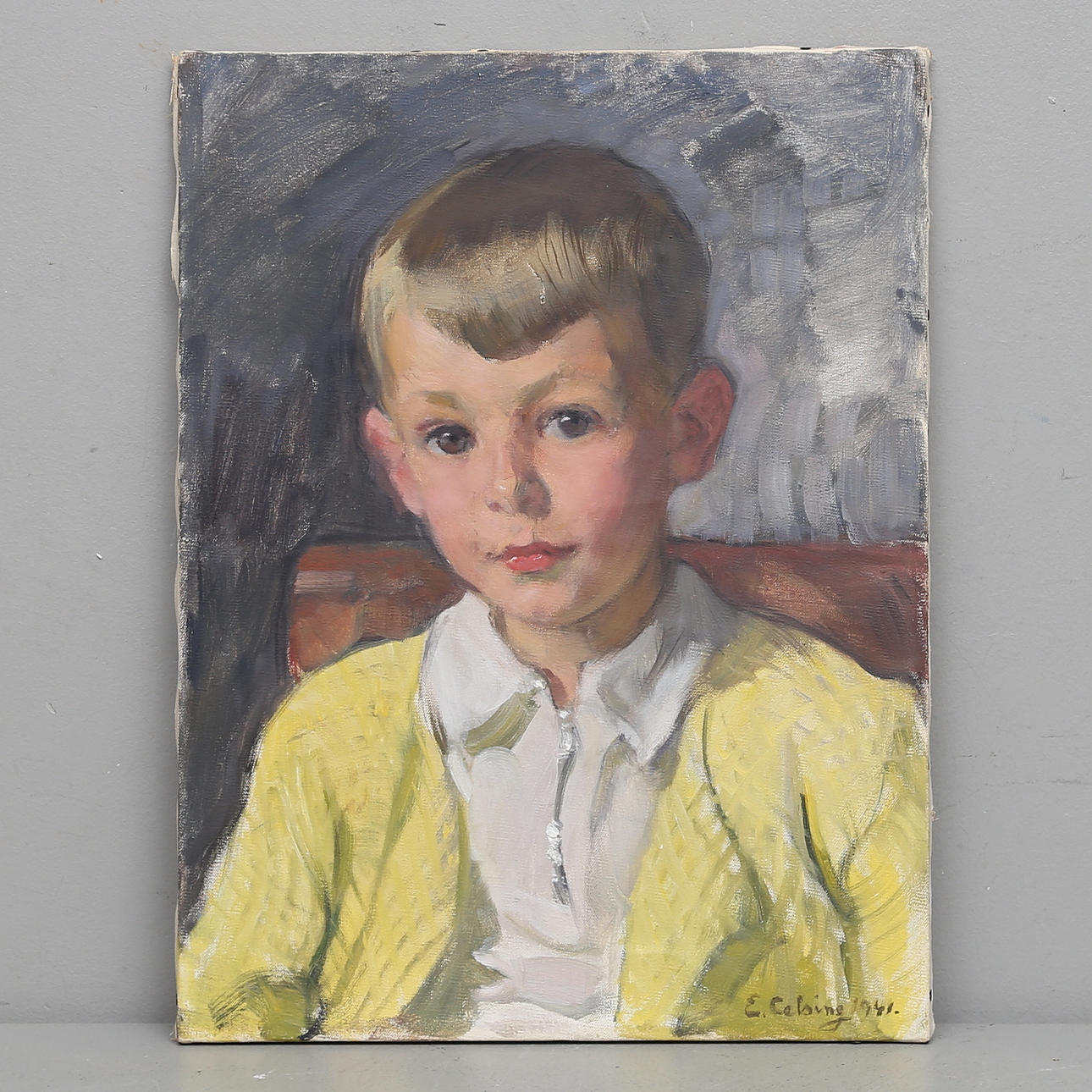 ELSA BACKLUND CELSING. Porträtt av en pojke. Olja på duk. Signerad och daterad 1941.