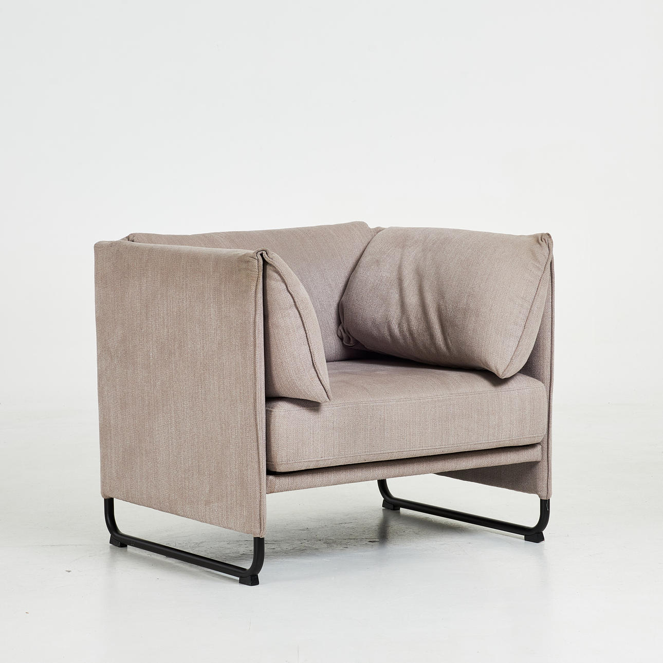 ARMCHAIR. Bolia, textile upholstery, black lacquered frame ...