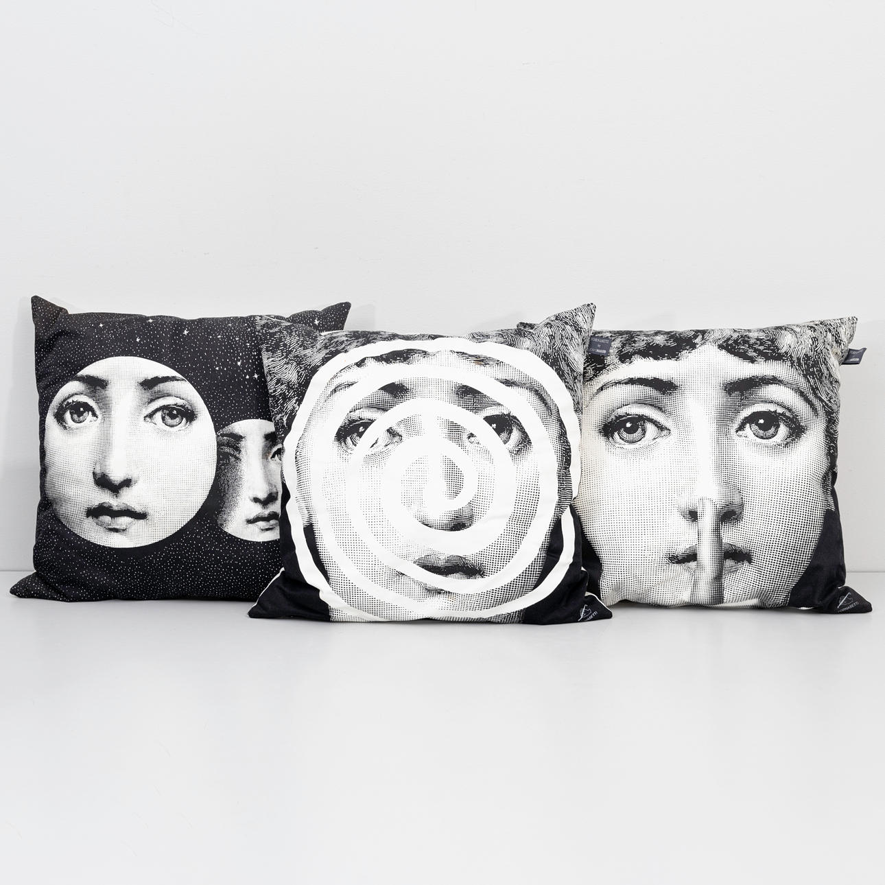 PIERO FORNASETTI. Cushions, 3 pieces, cotton, various designs of opera ...