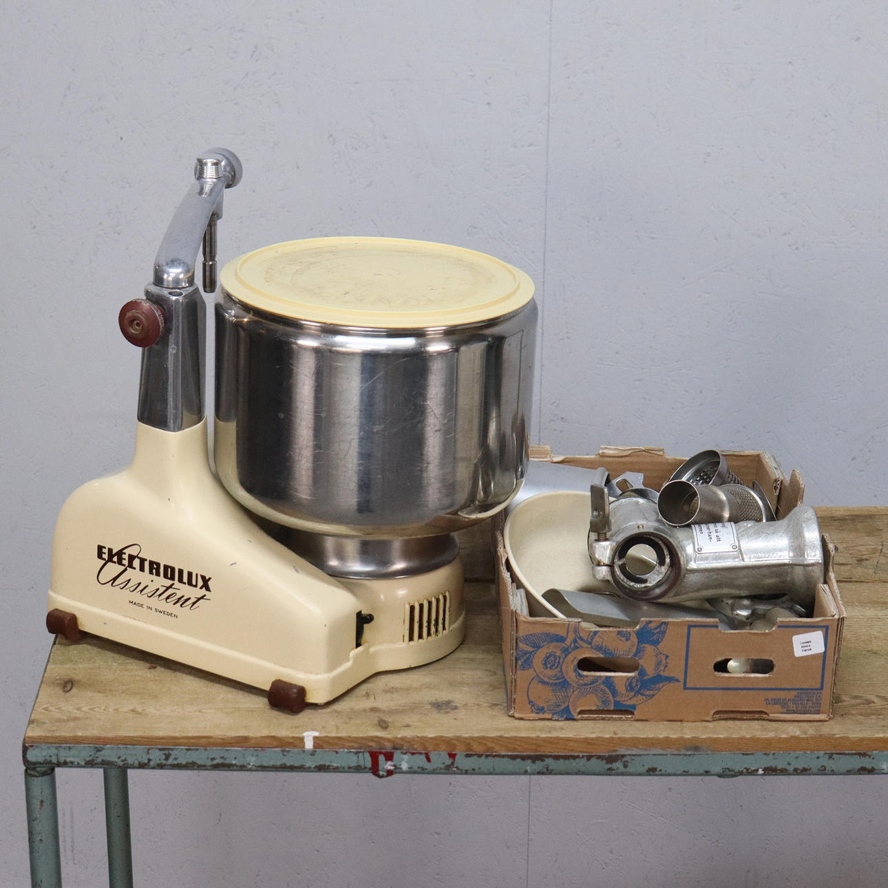 KITCHEN MACHINE, Electrolux Assistent with accessories, second half of the 20th century.