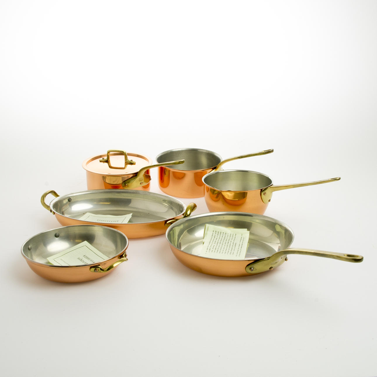 TRAKTÖRPANNOR, 7 stycken, koppar/mässing.