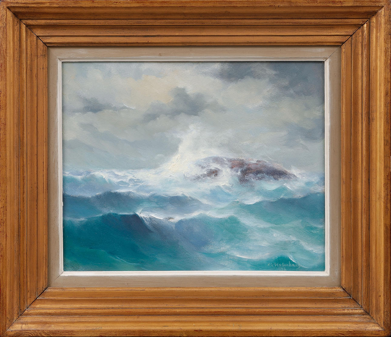 KARL GUSTAV HOLMBERG. Breaking waves, oil on panel, signed.