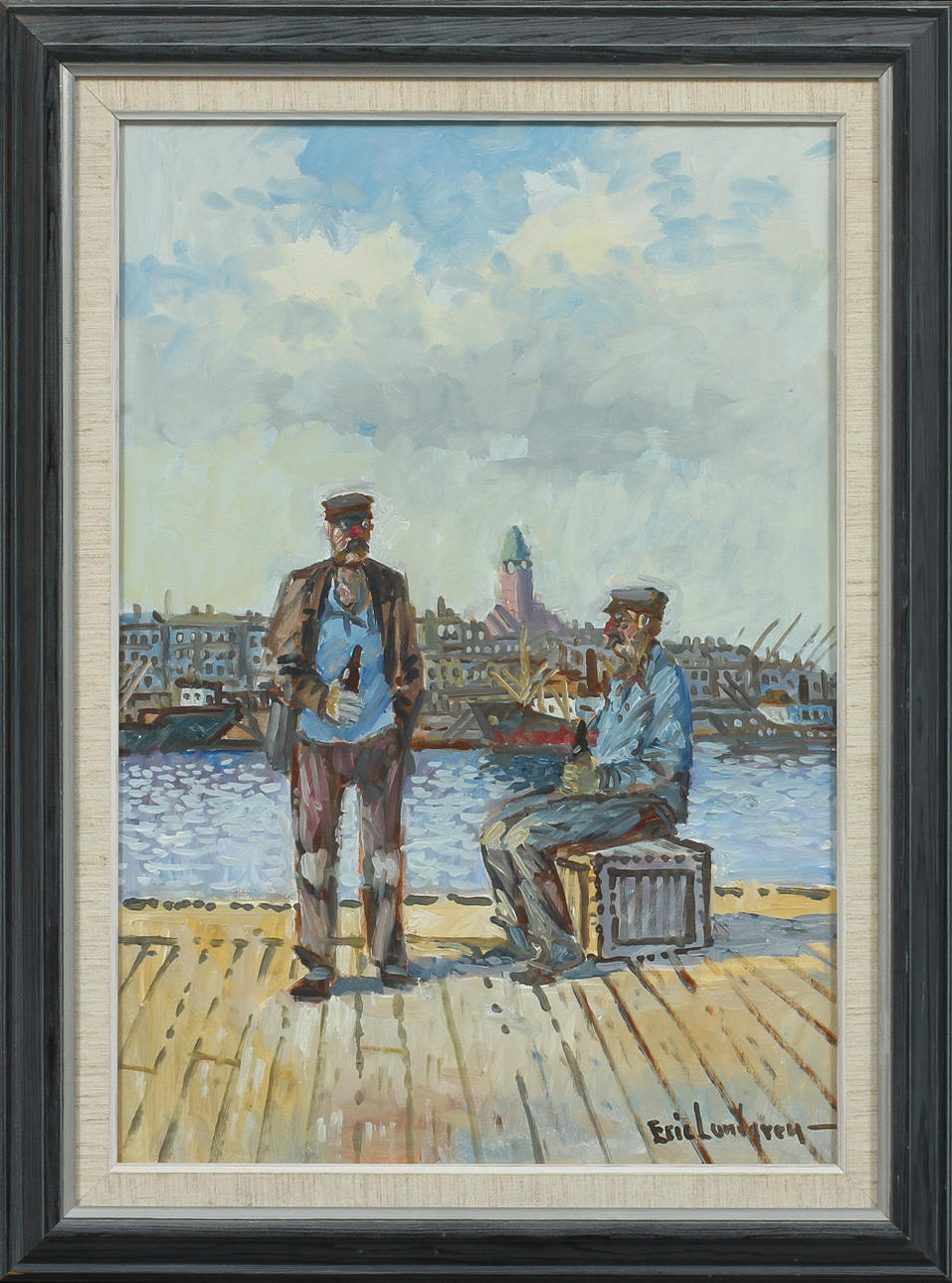 ERIC LUNDGREN. Hamnarbetare, olja på duk, signerad.