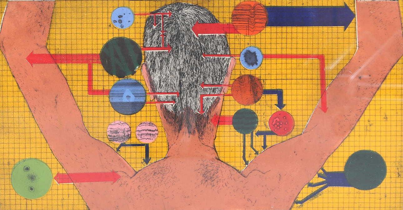 OIDENTIFIERAD KONSTNÄR. colour lithograph, sample print, indistinctly signed.